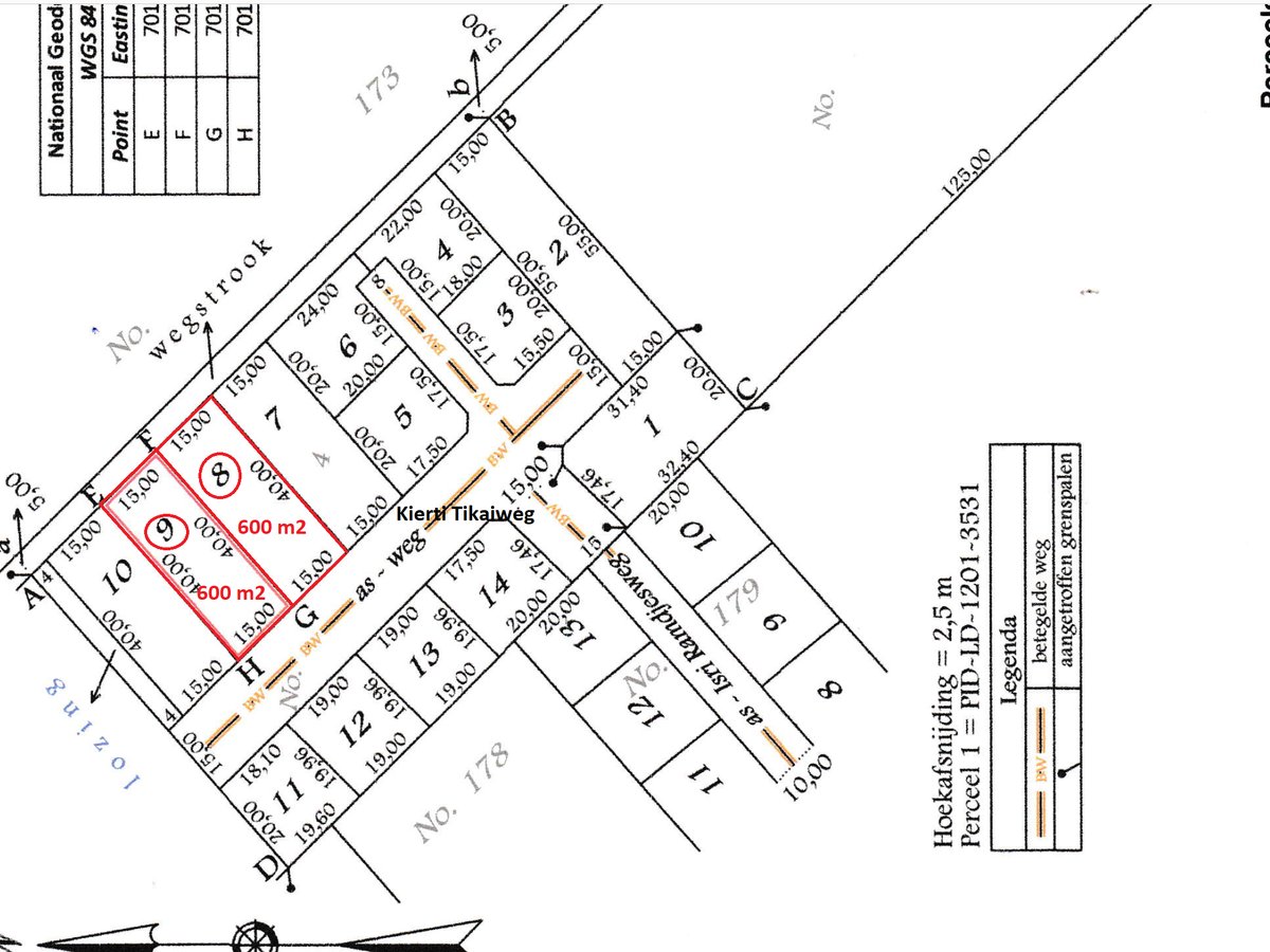 Grondhuur, 1466 m2, Tjong A Kietweg te Livorno. In een zijstraat 2e perceel (30x48m). Zeer goed gelegen,  dichtbij winkels, bar, bakkerij, onsbelang,  - Foto 2